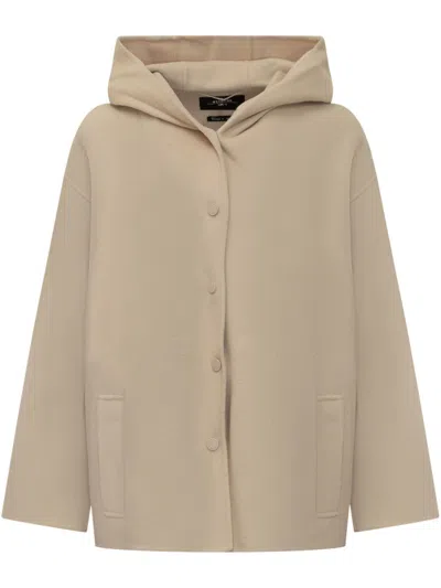 Weekend Max Mara Hooded Wool Coat In Neutrals