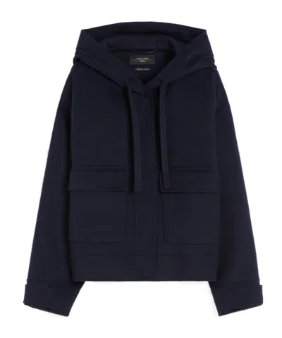 Weekend Max Mara Hooded Wool Jacket In Black