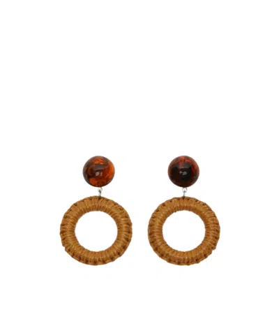 Weekend Max Mara Hoop Pendant Earrings In Brown