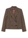 Weekend Max Mara Houndstooth Double-breasted Jacket In Brown