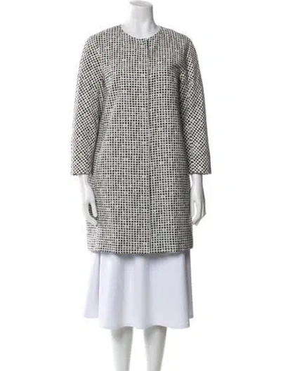 Pre-owned Weekend Max Mara Houndstooth Print Coat In Black