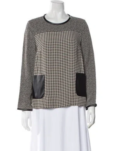 Pre-owned Weekend Max Mara Houndstooth Print Crew Neck Top In Neutral