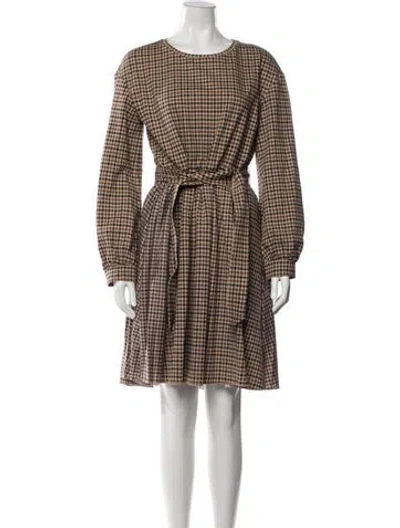 Pre-owned Weekend Max Mara Houndstooth Print Knee-length Dress In White