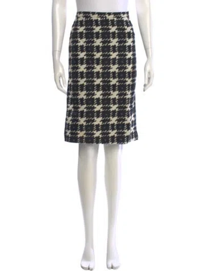 Pre-owned Weekend Max Mara Houndstooth Print Knee-length Skirt In Black