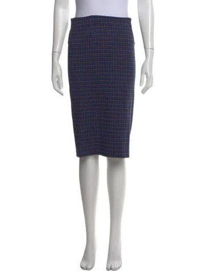 Pre-owned Weekend Max Mara Houndstooth Print Midi Length Skirt In Blue