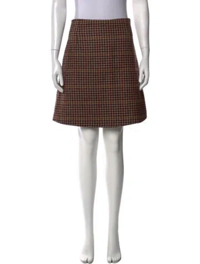 Pre-owned Weekend Max Mara Houndstooth Print Mini Skirt In Brown