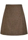 Weekend Max Mara Houndstooth Wool-blend Mini Skirt In Brown