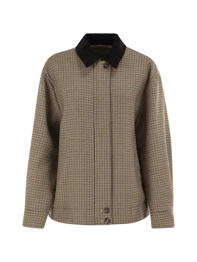 Weekend Max Mara Houndstooth-pattern Virgin-wool Jacket In Brown