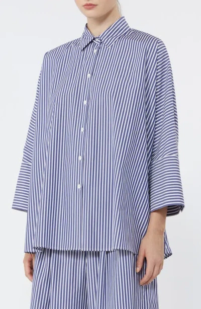 Weekend Max Mara Hudson Oversize Stripe Button-up Shirt In Blue
