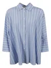 Weekend Max Mara Oversized Striped Cotton Poplin Shirt In Light Blue
