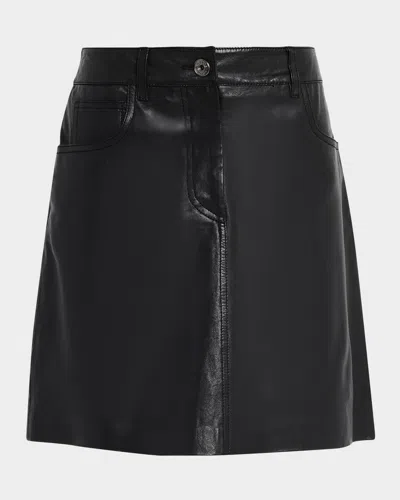 Weekend Max Mara Hull A-line Leather Mini Skirt In Black