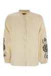 Weekend Max Mara Casual Mandarin Collar Long Sleeves Top In Beige