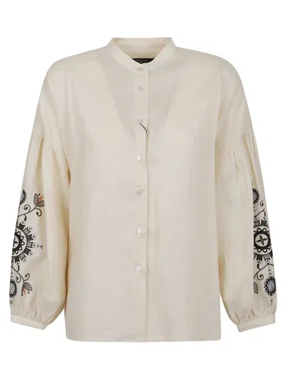 Weekend Max Mara Embellished-sleeve Blouse In Beige