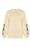 Weekend Max Mara Embroidered Balloon-sleeve Blouse In Beige