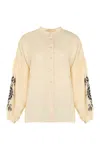 Weekend Max Mara Embroidered Balloon-sleeve Blouse In Ecru