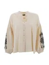 Weekend Max Mara Casual Mandarin Collar Long Sleeves Top In Beige