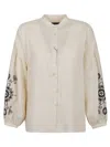 Weekend Max Mara Casual Mandarin Collar Long Sleeves Top In Ecru