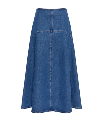 Weekend Max Mara Indigo Cotton Denim Skirt In Blue