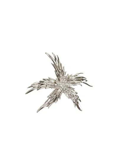 Weekend Max Mara Inlaid Brooch In Silver