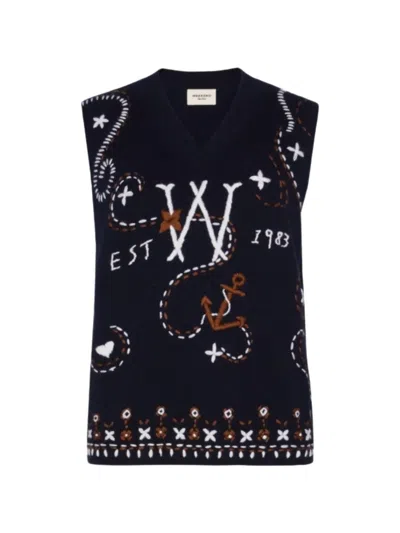 Weekend Max Mara Intarsia-knit Sleeveless Virgin-wool Sweater In Multi
