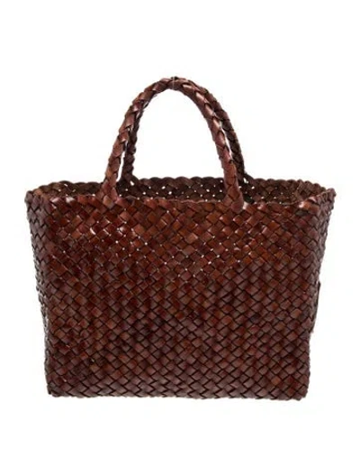 Pre-owned Weekend Max Mara Intrecciato Top Handle Bag In Brown