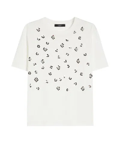 Weekend Max Mara Item O-neck Short-sleeved T-shirt In White