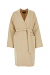 Weekend Max Mara Eris Wrap-front Virgin Wool Peacoat In Sabbia