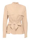 Weekend Max Mara Belted Cotton Jacket In Beige