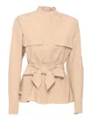 Weekend Max Mara Belted Cotton Jacket In Beige