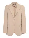 Weekend Max Mara Omens Messina Notch-lapels Stretch-woven Blazer Beige Xs In Beige