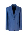 Weekend Max Mara Blazer Blu In Lino Lavato In Blue
