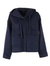 Weekend Max Mara Gary Hooded Patch-pocket Coat In Blue
