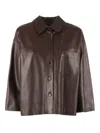 Weekend Max Mara Buttoned Leather Jacket In Brown