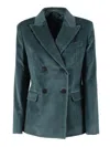 Weekend Max Mara Katanga Misty Blue Double-breasted Blazer In Green