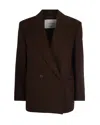 Weekend Max Mara Ginseng Double Breasted Virgin Wool Blazer In Black