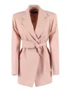 Weekend Max Mara Teso Belted Waist Blazer In Pink