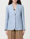 Weekend Max Mara Single-breasted Linen Blazer In Blue