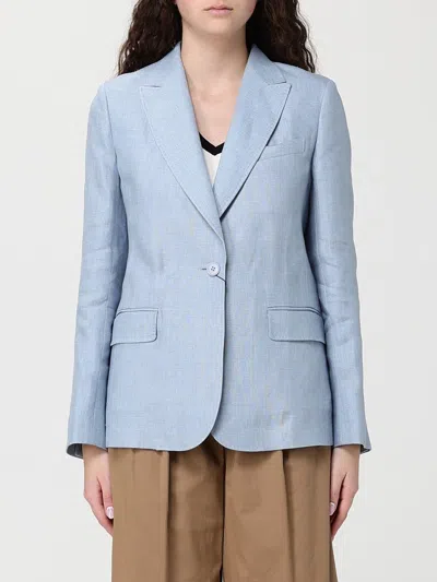 Weekend Max Mara Single-breasted Linen Blazer In Blue