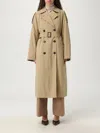 Weekend Max Mara Omens Beige Double-breasted Padded Woven Trench Coat In Neutral