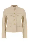 Weekend Max Mara Cotton Jacket With Flap Pockets And Gold Buttons In Neutral