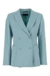 Weekend Max Mara Light Blue Wool Nervoso Blazer In Blue