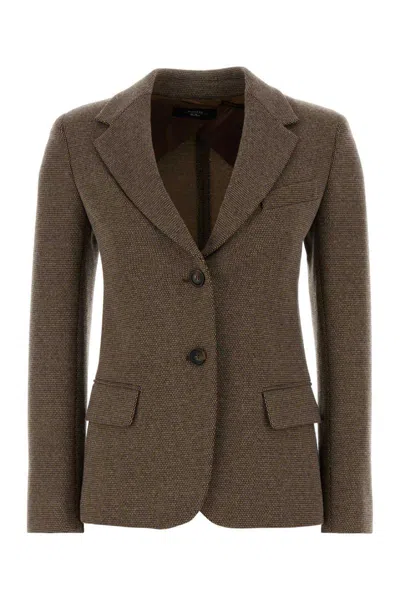 Weekend Max Mara Dilly Blazer With Embroidered Jersey Design In Brown