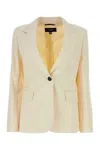 Weekend Max Mara Wool Lamine Blazer With Flap Pockets And Lapels In Yellow