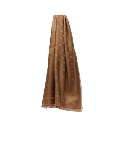 Weekend Max Mara Jacquard Knitted Pattern Scarf In Brown
