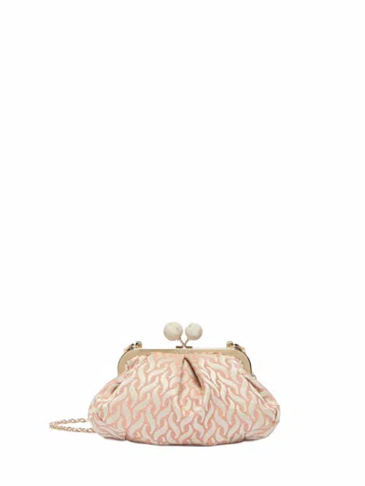 Weekend Max Mara Jacquard Linen-silk Blend Clutch In Pink