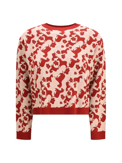 Weekend Max Mara Jacquard Viscose Crewneck Sweater In Red