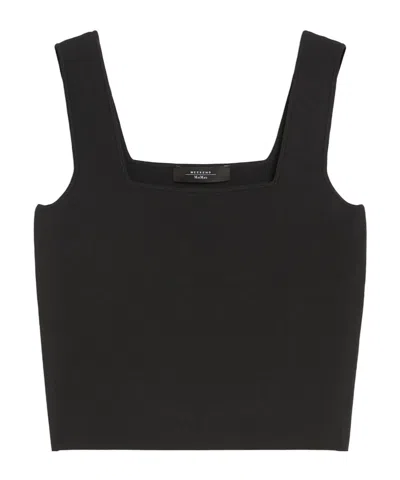 Weekend Max Mara Jacquard Viscose Crop Top In Black