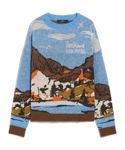 Weekend Max Mara Jacquard Wool Alpaca Sweater In Blue