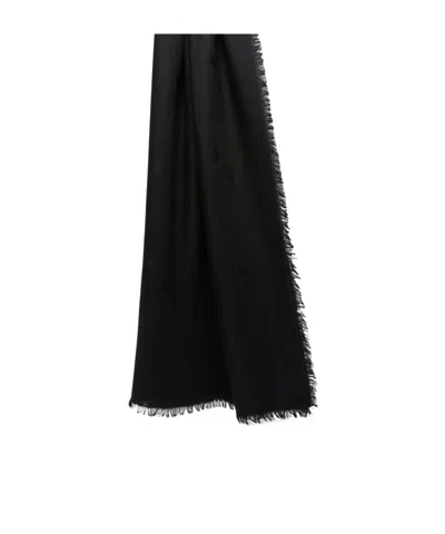 Weekend Max Mara Jacquard Wool And Silk Shawl - Black