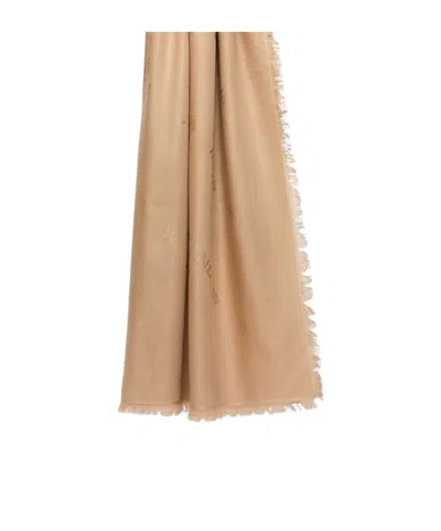 Weekend Max Mara Jacquard Wool And Silk Shawl In Gold